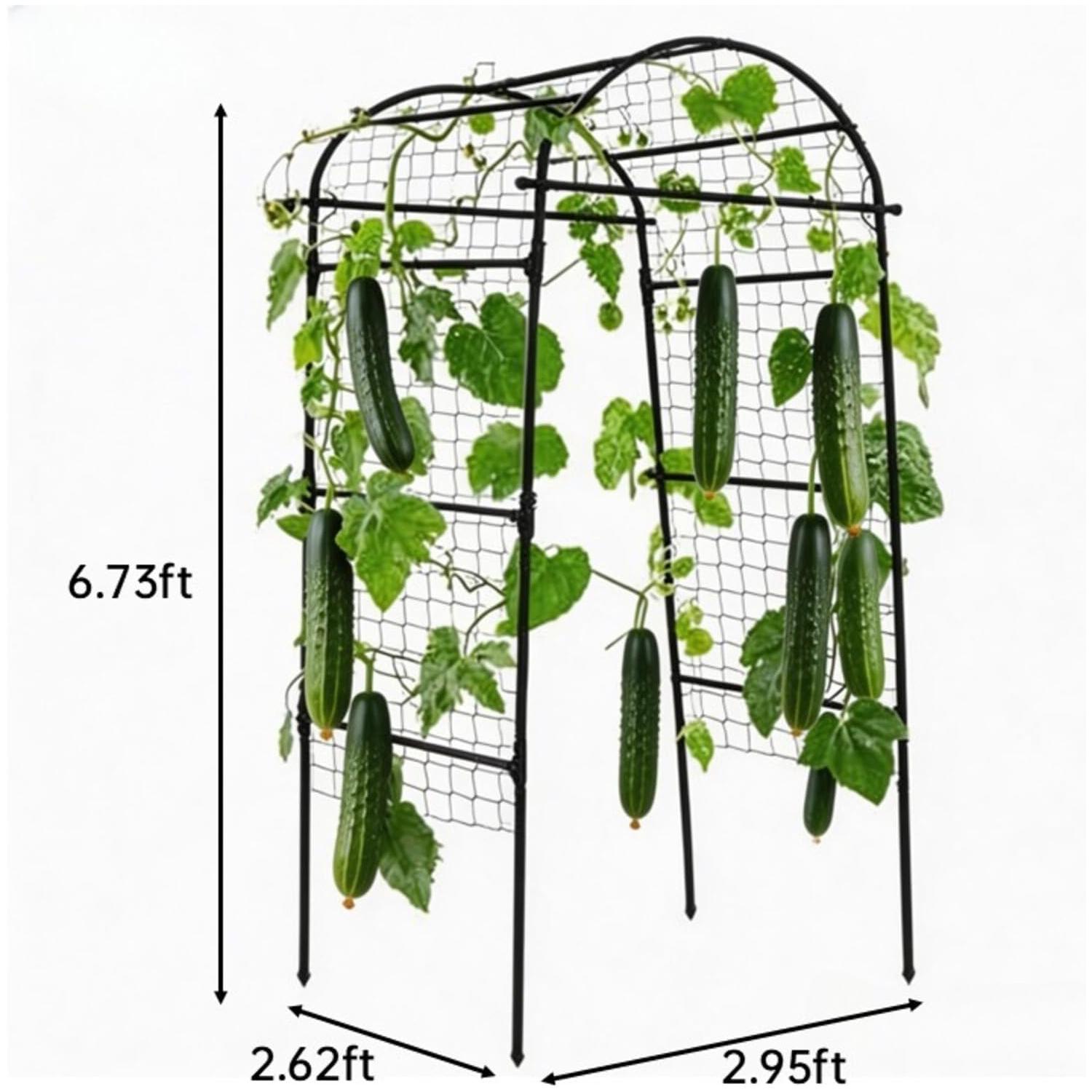 Garden Arch Trellis for Raised Beds, Plant Support for Cucumbers, Melons, Grapes, Roses & Climbing Vegetables, Outdoor Rust-Resistant Trellis for Vertical Growing