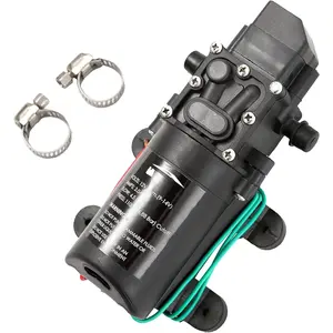 12V DC Fresh Water Pump With 2 Hose Clamp 12 Volt Diaphragm Pump Self Priming Sprayer Pump with   4.5 L/Min 1.2 GPM 110 PSI Adjustable for RV Camper Marine Boat Lawn