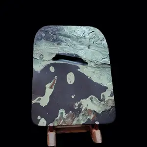 The Scholar's Integrity - Inkstone Sculpture for Wisdom & Moral Clarity— Hand-Carved from Natural Stone · Unique Purple-Green Stone Patterns