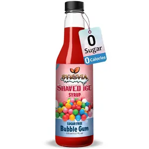 Syruvia Sugar-Free Bubble Gum Snow Cone Syrup, 12.7 oz – 0-Calorie Syrup for Shaved Ice, Slushies, Italian Soda & Popsicles. Keto, Kosher & Dairy-Free