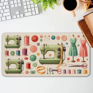 1pc  Vintage Sewing Machine Inspired Gaming Mouse Pad Lock Edge Non-Slip Stitched Edge Office Desk Accessory Retro Crafting Themed Mousepad Perfect for Sewers Crafters