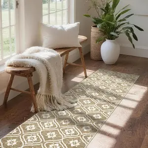 2x6 Boho Rugs, Washable Rug for Living Room Low Pile Geometric Area Rugs Soft Moroccan Rug Print  Non Slip for Indoor Kitchen Bathroom