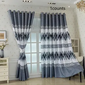 New Embossed Blackout Thermal Insulated Room Decor Curtain, Ready-To-Install Bedroom Living Room Window Covering, Easy Hole Punch Installation