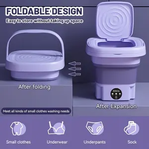Small Portable Washing Machine, Mini Washer 2.11gal High Capacity with 3 Modes Deep Cleaning for Underwear, Baby Clothes, Or Small Items, Foldable Washing Machine for Apartments, Camping, Travel, Small Size, Space Saving