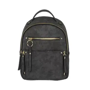 VR NYC Braided O-Ring Dome Multi Zip Backpack - Black