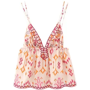 Sequined Embroidered Top, French Retro Casual Vacation Sexy Backless Tank Top