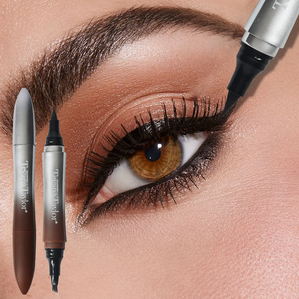 2 In 1 Eyebrow And Eyeliner Pen 4 Fork Tip Brow Pen Draws Precise Lines Fills Brow Gaps To Mimic Natural Brow Growth Smooth Clear Formula
