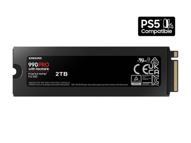 SAMSUNG SSD 990 PRO with Heatsink 2TB, PCIe 4.0, Sew. Read Speeds Up-to 7,450MB/s, Compatible with PlayStation®5 (MZ-V9P2T0CW)