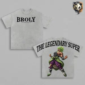 Broly Washed Tee – DBS Washed Anime Manga T-Shirt, Minimal Legendary Super Saiyan Graphic Tee, Unisex Oversized Streetwear Shirt, Saiyan Power Anime Aesthetic Tee, Gift for DB Fans