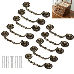 Vintage Antique Bronze Cabinet Dresser Wardrobe Drawer Pull Handles - 3.75" Hole Spacing, 5" Total Length
