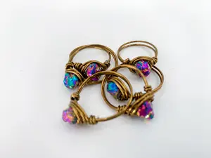 Rainbow Titanium Quartz Wire Wrapped Ring