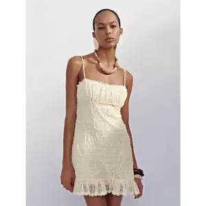 URBAN REVIVO 2026 Women's Casual A-Line Sleeveless Ruffled Neck Camisole Dress - Premium Polyester Stretch Fabric, Chic Elegant Wear