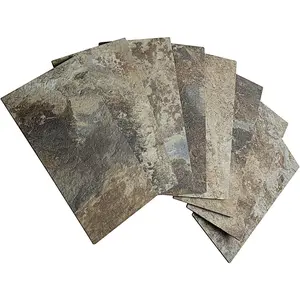100-Piece Beige & Brown Slate Peel and Stick Backsplash Wall Tiles, 3" x 6" PVC Faux Stone Stick on Tile for Backsplash Kitchen, Bathroom, Laundry Room, Camper, Fireplace