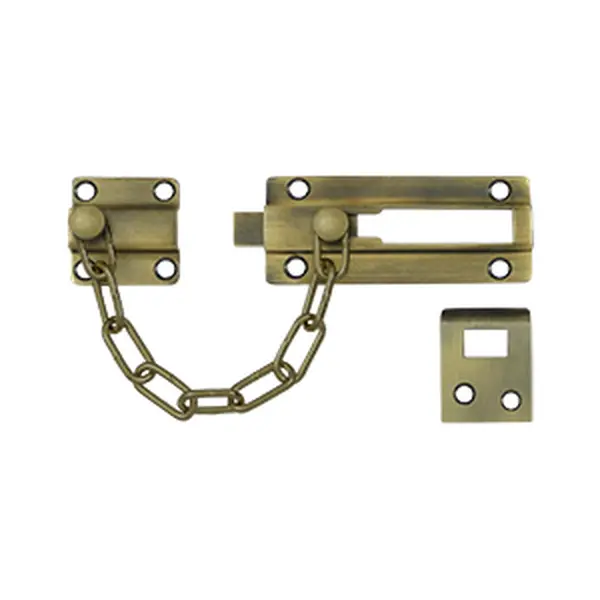 Antique Brass Solid Door Guard Chain - Limited 1 Year Mechanical Warranty, Weatherproof Kitchen Doorbolt, Enhanced Home Security Hardware, Provide Security