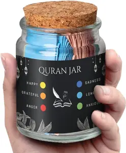 Quran Verse Jar - Spiritual Comfort Read For Emotions & Feelings, Islamic Gifts for Women, Men, Mom, Dad, Friend - English, Decor, Ramadan & Eid Gift - Affirmation Verses, Hope & Prayer Jar