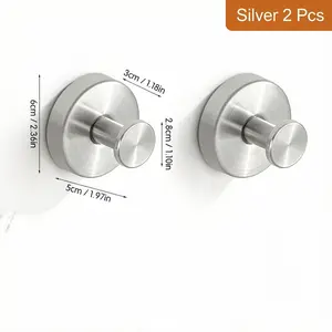 Suction Cup Hooks for Shower Waterproof - No Drill Stainless Steel Towel Hooks for Bathroom Wall, Kitchen, Glass, Mirror, Tile - Ideal for Hanging Towels, Robes, and Loofahs(2 pcs)