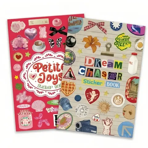A5 Girlhood Retro Aesthetic Sticker Book (30 Sheets, Single/Bundle) - 550-630+ Pre-cut Glossy Vinyl Decals, Cute Stickers, Teenage Girls Gifts, Scrapbooking Paper Decor, Coquette Accents