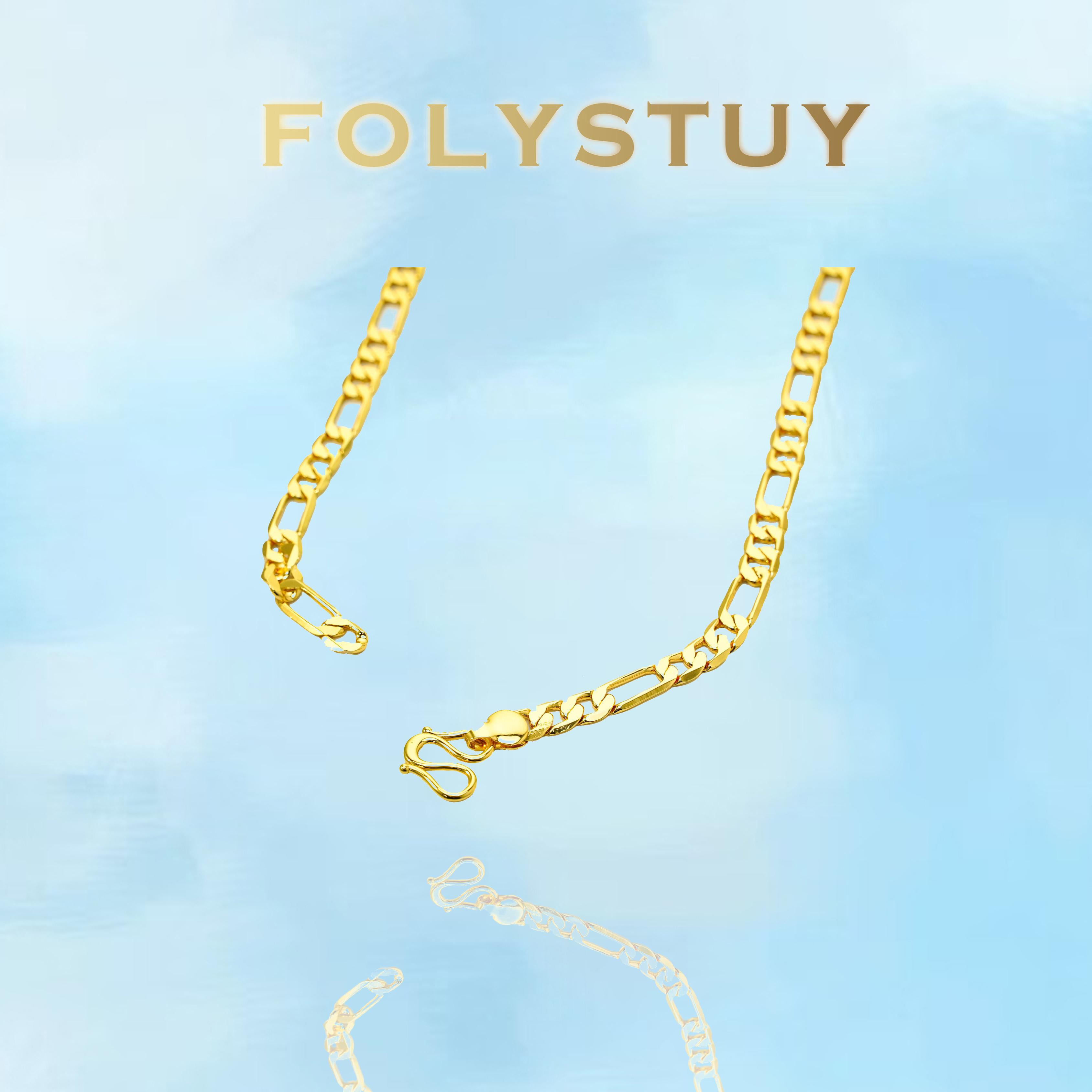 [FOLYSTUY (Y128)]Classic Figaro Link Necklace, 0.28" Width 23.6" Length Everyday Wear Accessory