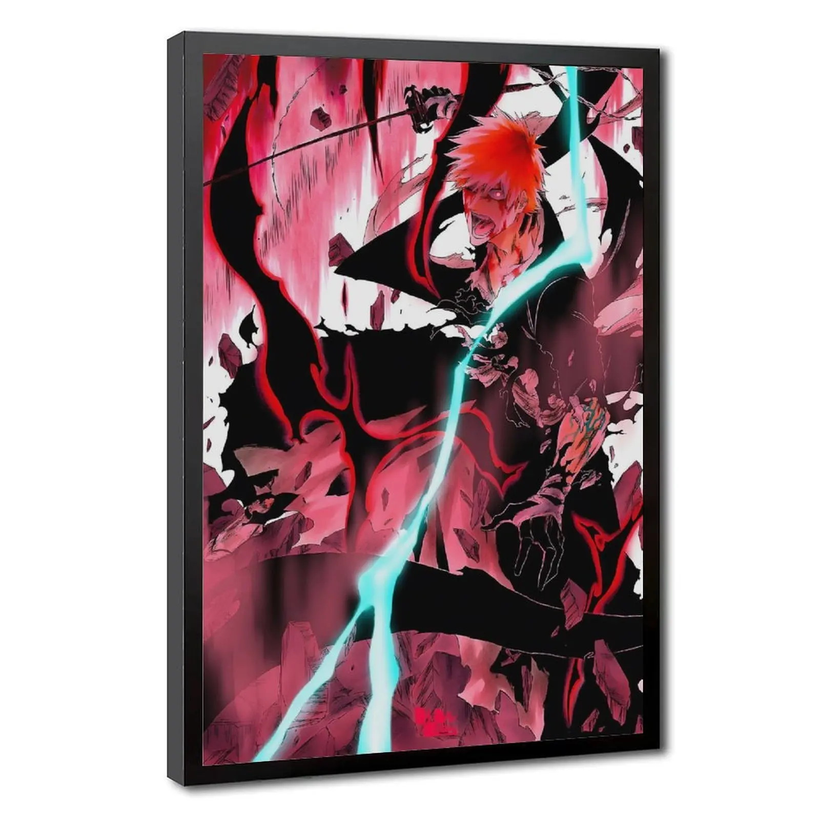 Bleach Ichigo Kurosaki Canvas Wall Art, Dark Anime Manga Poster, Cool Gaming Room Decor, Gift for Men & Anime Fans