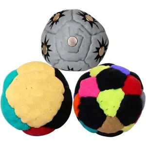 Soccer Hackys Footbag Sacks - Soft Plush Footbags for Adults - Durable Fleece Juggling Balls - Vibrant Sports Design