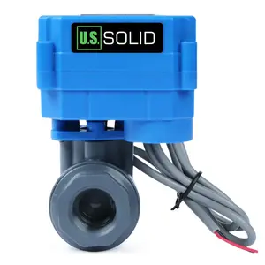 U.S. Solid 1/2" Motorized Ball Valve – UPVC Plastic, 9-36V AC/DC, 2-Wire Auto Return, Normally Closed, Full Port