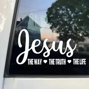 2Pcs Jesus The Way The Truth The Life Car Decal, 6"x4"  for Window Bumper Truck Wall ,Father'sgiftday Car Decoration