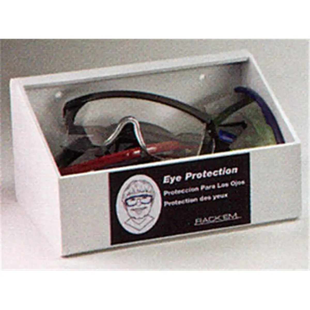 212 MAIN Safety Glasses Tray Dispenser Box - White Durable Heavy-Duty Plastic, No Lid, 3.5"h Front x 9"w x 6"d, Rubber Slip-Resistant, Table or Wall-Mountable Desk Organizer for Office Supplies, Slip-Resistant Feet