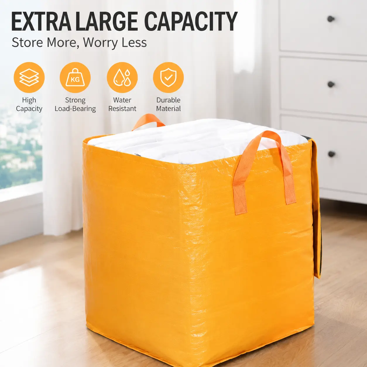 Extra Large 400L Storage Bags, Heavy Duty Clothing Organizer Bags with Handles, Tear Resistant Moving Bags for Dorm, Apartment & Home Organization
