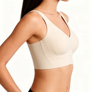 Women's Hulily Wireless 7-Hook Seamless Bralette - Full-Coverage, Adjustable, Thin Minimizer, Lift Support, Plus Size 40F Miracle Bra