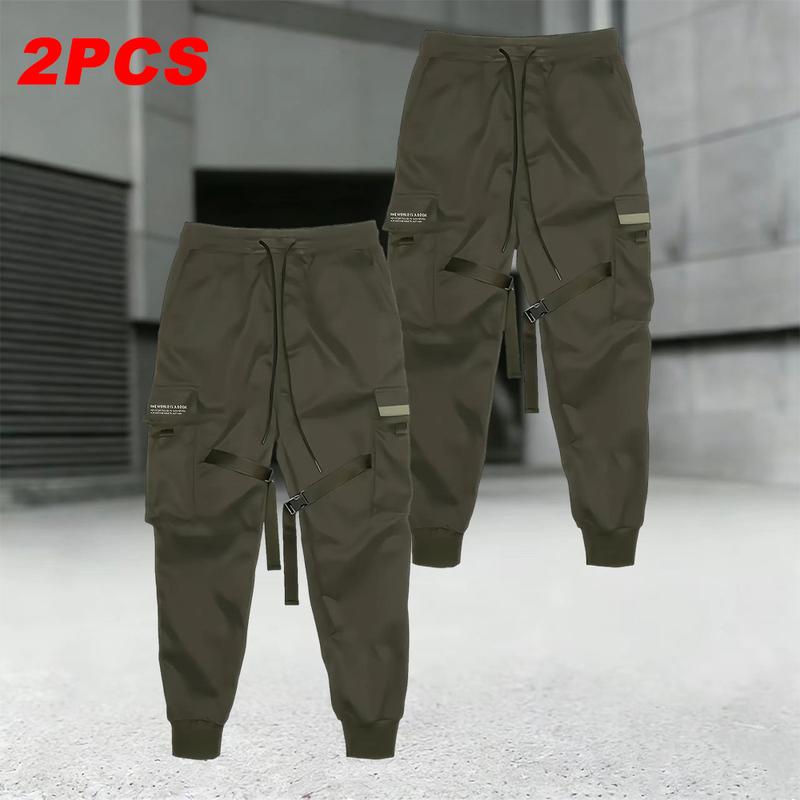 Men's Relaxed Fit Outdoor Hiking Pants Spring & Autumn, 2-Pack, loose work pants with multiple pockets, drawstring waistband, lightweight breathable fabric, perfect for hiking, camping, and everyday casual wear