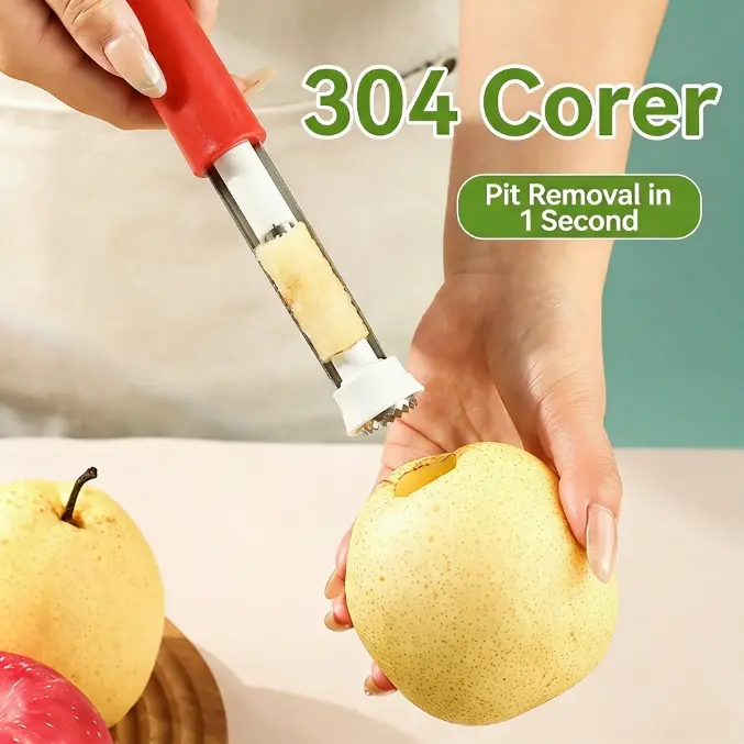 2-in-1 Stainless Steel Apple Corer Peeler, Multifunctional Kitchen Utensil with Sharp Durable Blades, Easy to Clean, Dishwasher Safe, for Fruit & Vegetable Coring/Peeling