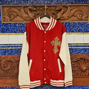 Duarte Lateef Mens Varsity Jacket with Embossed Jeweled Design - Menswear, Coats Long Sleeve