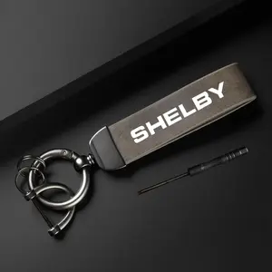 Car Keychain, Car Keychain with Skin Texture PU Leather, Simple Design Keychain for FORD Shelby, Car Interior Accessories, Stylish Keychain