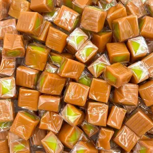 Caramel Cubes Candy | 1 Pound Bag - Approx. 75 Count | Green Apple Filling | Individually Wrapped
