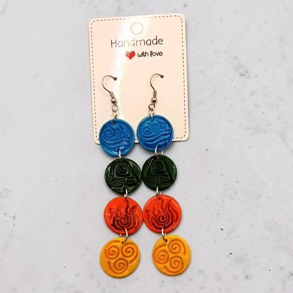 Four Elements Earrings, handmade polymer clay, ATLA