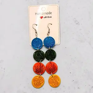 Four Elements Earrings, handmade polymer clay, ATLA