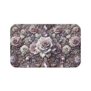 Roses, Jewels & Lavender Baroque Bath Mat Microfiber Room