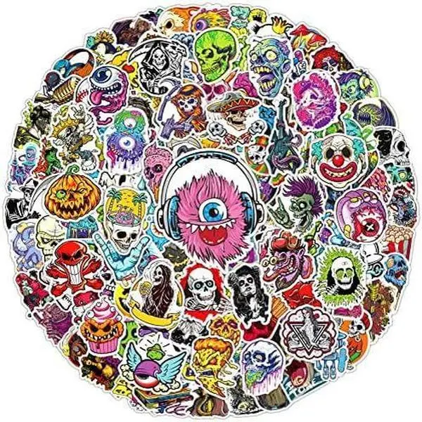 200PCS Horror Stickers Pack Cool Funny Stickers for Adults Teens, Goth Spooky Scary Stickers Gifts for Water Bottles Laptop Skateboard Guitar Bike Helmet Graffiti Punk Vinyl Waterproof Stickers