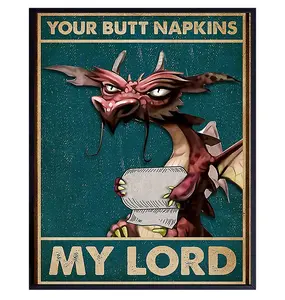 Heed the Call of the Dragon: A Humorous Dragon-Themed Bathroom Sign for Your Throne Room Gothic Decor