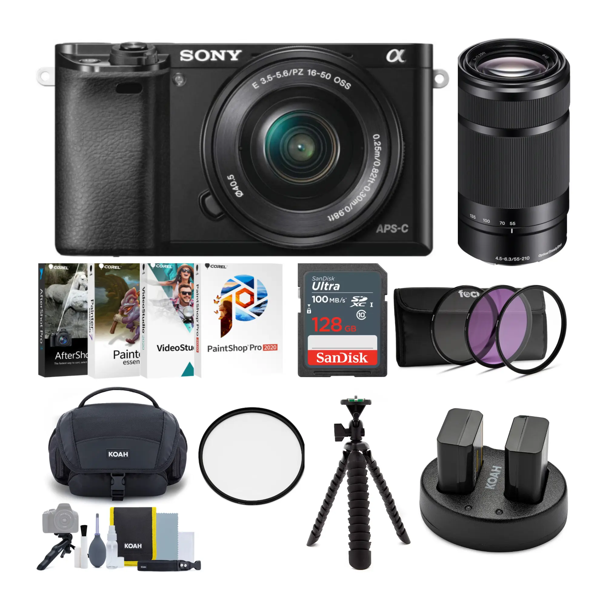 Sony Alpha a6000 Mirrorless Camera (Black) Bundle with 16-50mm and 55-210mm Lens