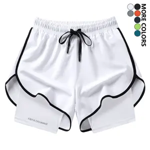 Women’s summer casual athletic shorts — inner lining faux two-piece, double-layer running shorts, anti-exposure design, suitable for fitness, running, and yoga.