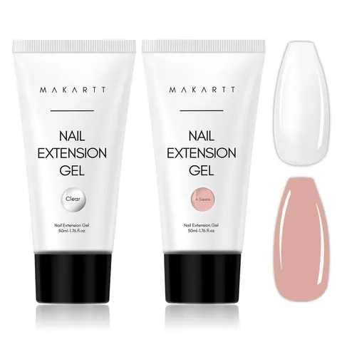 Makartt Large 2PCs 50ML Tube Poly Nail Gel Set - Gel Builder for Extension, Natural-Looking Strengthener, 3D DIY Manicures, Home/Salon Encapulated Nail Art & Care