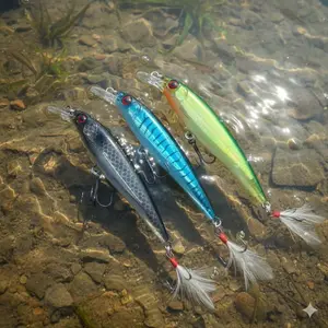 3D Simulation Fish Eye Nickel Plated Feathered Treble Hook Crankbait: Anti-Tangle Rotating Swimming Lure for Bass, Catfish, Trout, Walleye. Saltwater Freshwater Deep Water Fishing Jigging Surf Casting.