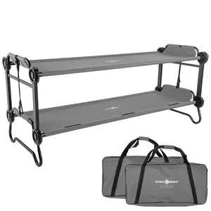 Disc-O-Bed Large Outdoor Convertible 2 Person Portable Camping Bunk Cots, Grey