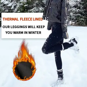 With Pockets Autumn Winter Fleece-Lined Leggings Women's High Waist Tummy Control Warm Winter Workout Fleece-Lined Yoga Pants