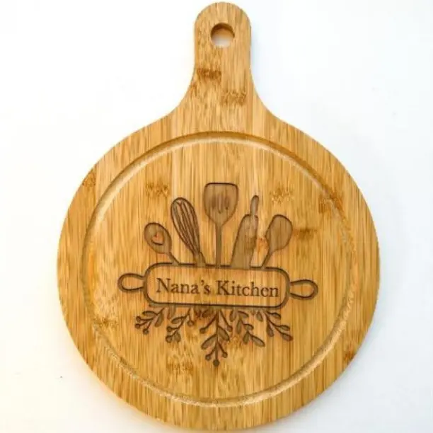 Large Charcuterie Board 13"x10" Round Premium Wood Engraved Cheese Serving Platter Cutting Board Personalized Gift Wedding Hostess Party Entertaining Kitchen Decor