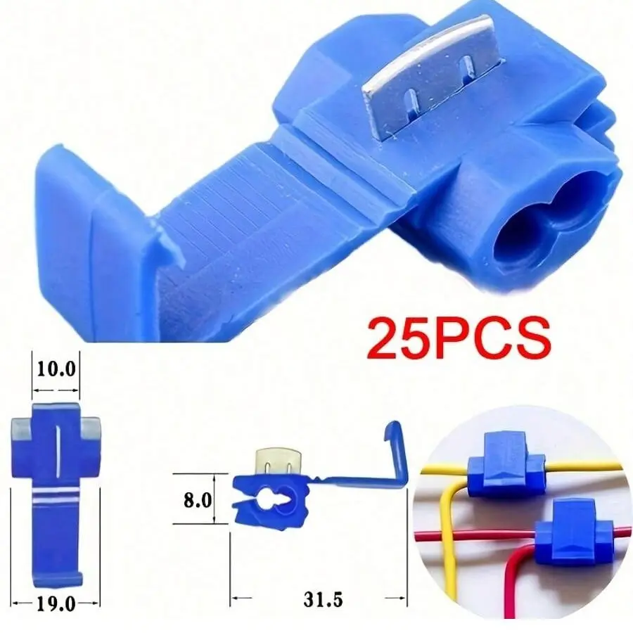 25 Quick Connect Terminals, 18-14 Awg Blue/22-18 Awg, Fast Cable Connections, Durable & Efficient Electrical Components