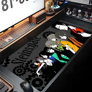 Anime Steins Gate Mouse Pad Gaming Locking Edge Big Computer Gamer Large Rubber Art Mousepad Laptop Desk Mat