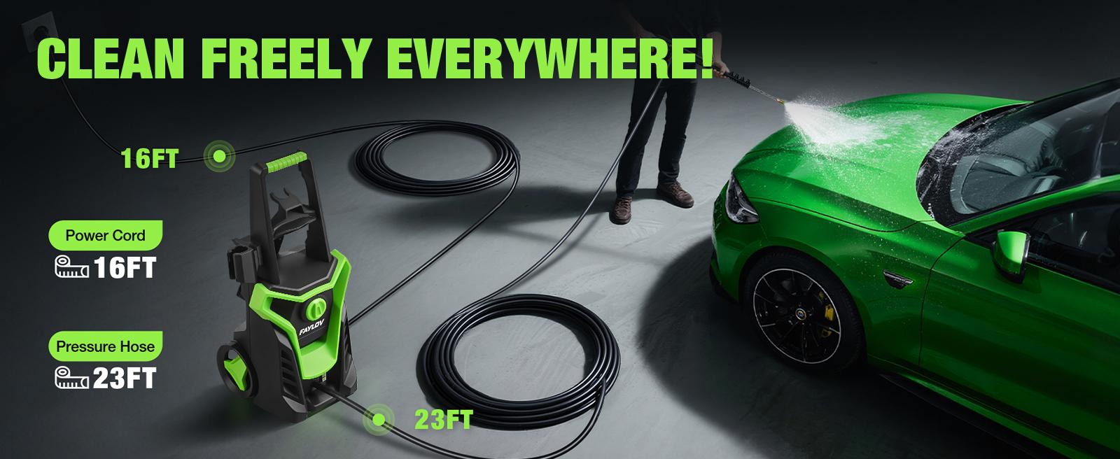 Portable Handheld Electric Pressure Washer - 1450 PSI, 1.33 GPM, GFCI Safety Plug, 360° No-Bend Nozzle, Foam Cannon Included, 4 Nozzles for Hassle-Free Car Care, Home Maintenance, Handheld Pressure Washer, Power Washer