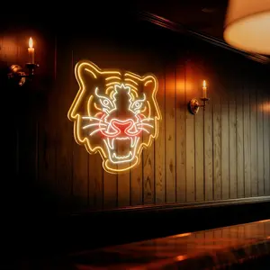 LC SIGN Roaring Tiger Head Neon Sign - Dimmable LED Wall Decor for Man Cave & Bar - Cool Animal Art for Office & Garage - Boss Vibe Gift